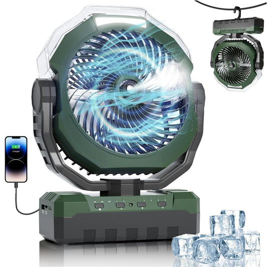 Portable Misting Fan, 24000mAh Rechargeable Battery Powered Camping Fan 460ml Large Tank USB Desk Fan - Discount Msrp 