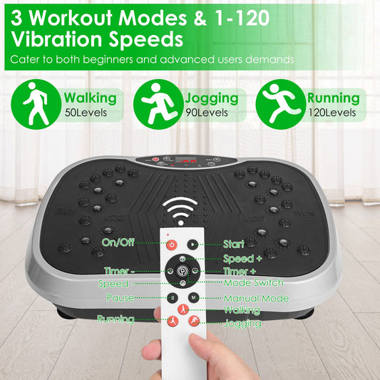 Vibration Exercise Machine With Resistant Bands Remote Control Whole Body Vibration Platform Workout Equipment Home Fitness Training Equipment For Weight Loss Fat Burner - Discount Msrp 