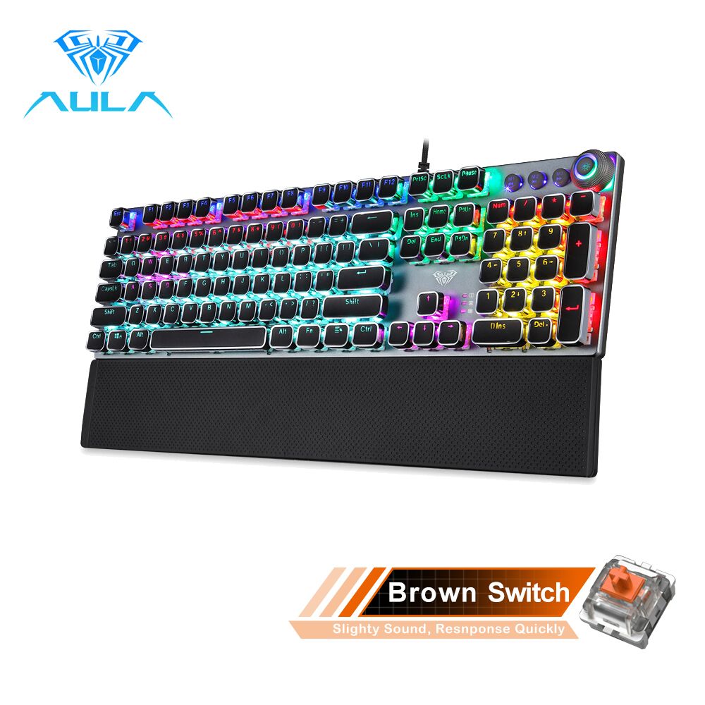 Gaming Mechanical Keyboard Retro Square Glowing Keycaps Backlit USB Wired 104 Anti-ghosting Gaming Keyboard for PC laptop - Discount Msrp 