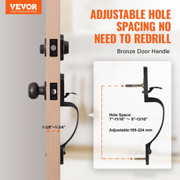 VEVOR Front Door Handle and Deadbolt Set, Antique Copper Front Door Lock Set with Interior Knob, Adjustable Hole Spacing Single Cylinder Handleset, for Right and Left Handed Entrance and Front Door - Discount Msrp 