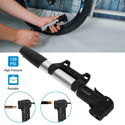Mini Bike Pump Portable Bicycle Tire Inflator Ball Air Pump w/ Mount Frame For Mountain Road Bike Presta Schrader - Discount Msrp 