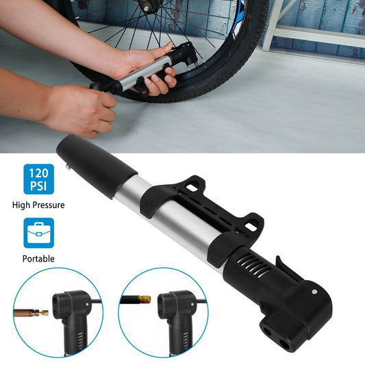 Mini Bike Pump Portable Bicycle Tire Inflator Ball Air Pump w/ Mount Frame For Mountain Road Bike Presta Schrader - Discount Msrp 