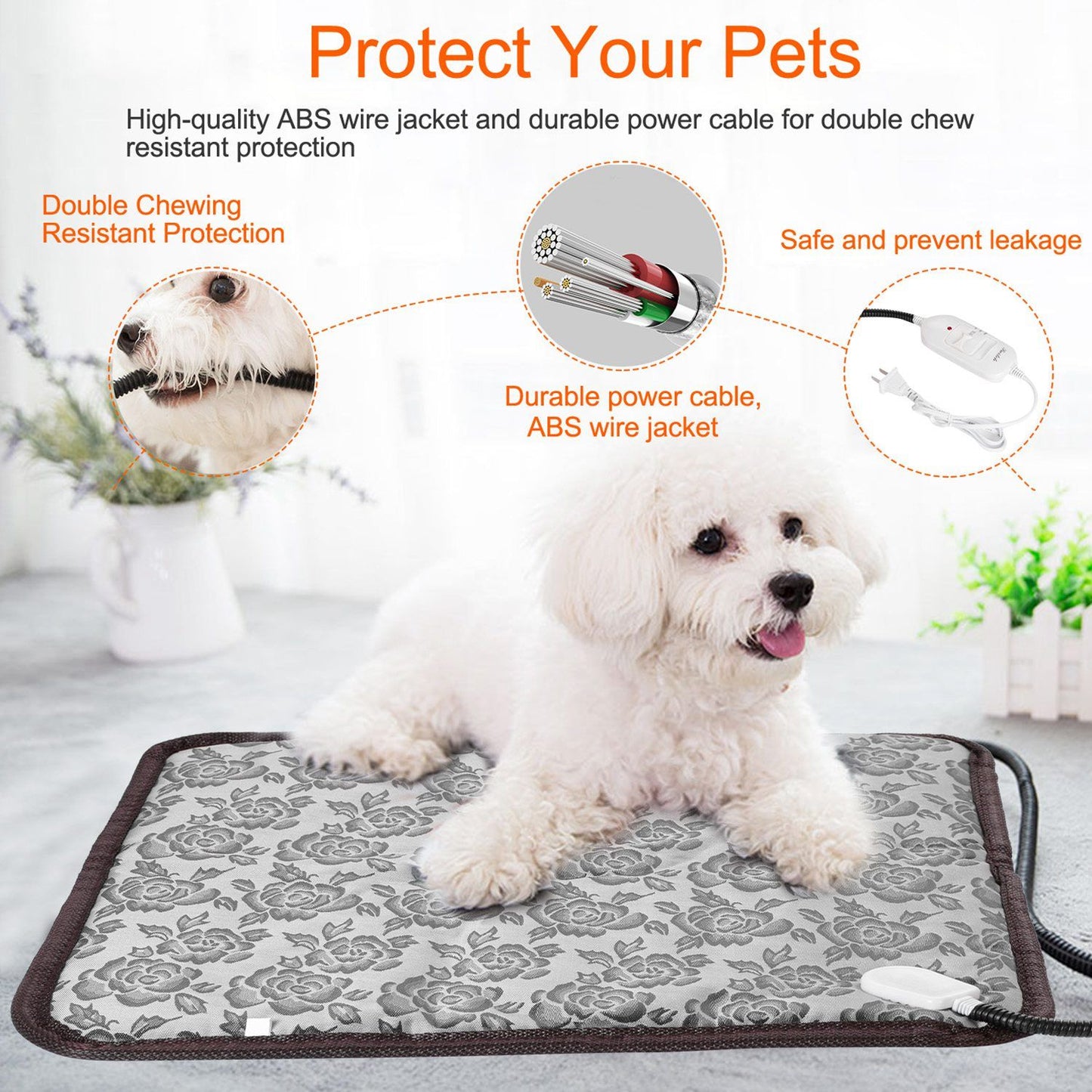 Pet Heating Pad Dog Cat Electric Heating Mat Waterproof Adjustable Warming Blanket - Discount Msrp 