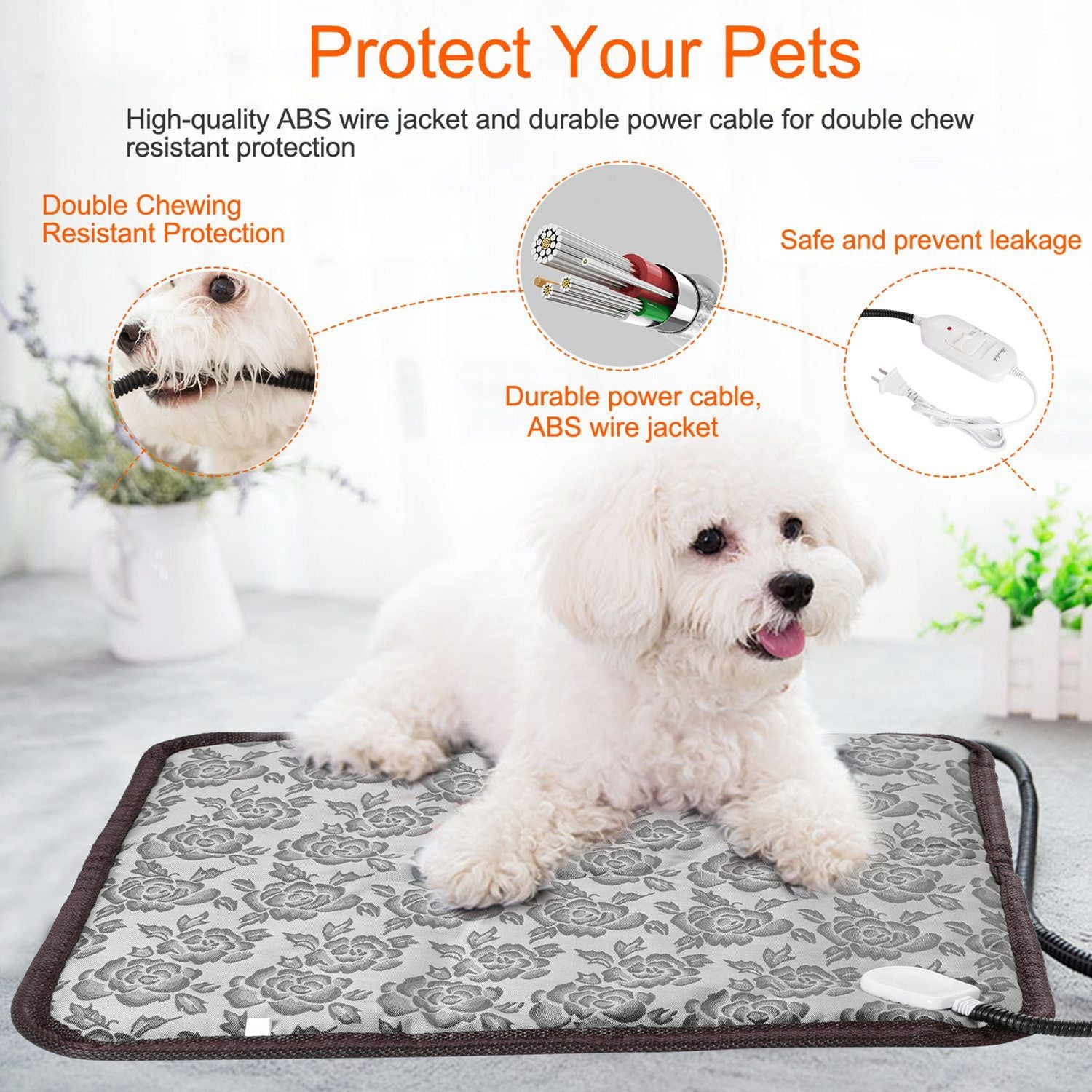 Pet Heating Pad Dog Cat Electric Heating Mat Waterproof Adjustable Warming Blanket - Discount Msrp 