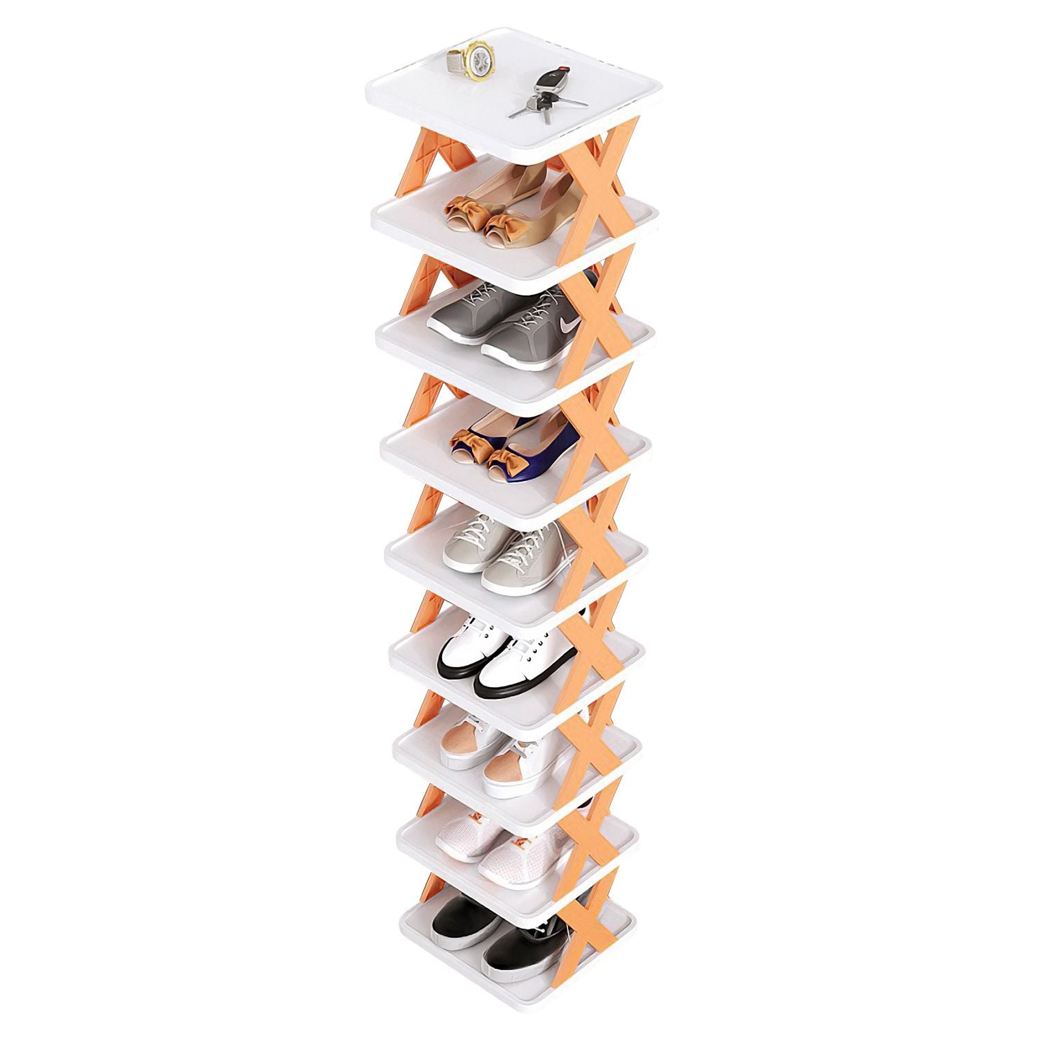 9Tier Narrow Entryway Shoe Rack Plastic Vertical Shoe Organizer Space Saving Free Standing Shoes Storage Shelf Closet Hallway - Discount Msrp 