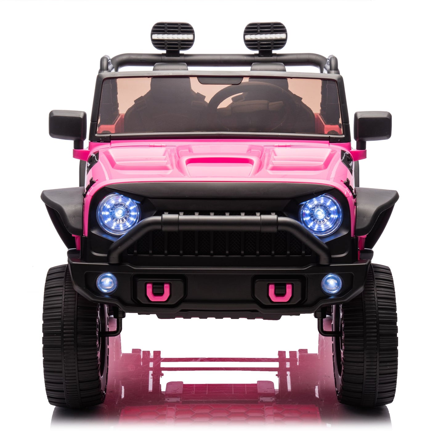 24V Two-Seater Kids Ride On Truck Car W/Parents Control,200w*2,Seat width 20.28in,Four-wheel Suspension,LED Lights,Music,MP3,Bluetooth,Two independent seat belts,Suitable for off-road For Kids Aged 3+ - Discount Msrp 