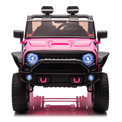 24V Two-Seater Kids Ride On Truck Car W/Parents Control,200w*2,Seat width 20.28in,Four-wheel Suspension,LED Lights,Music,MP3,Bluetooth,Two independent seat belts,Suitable for off-road For Kids Aged 3+ - Discount Msrp 