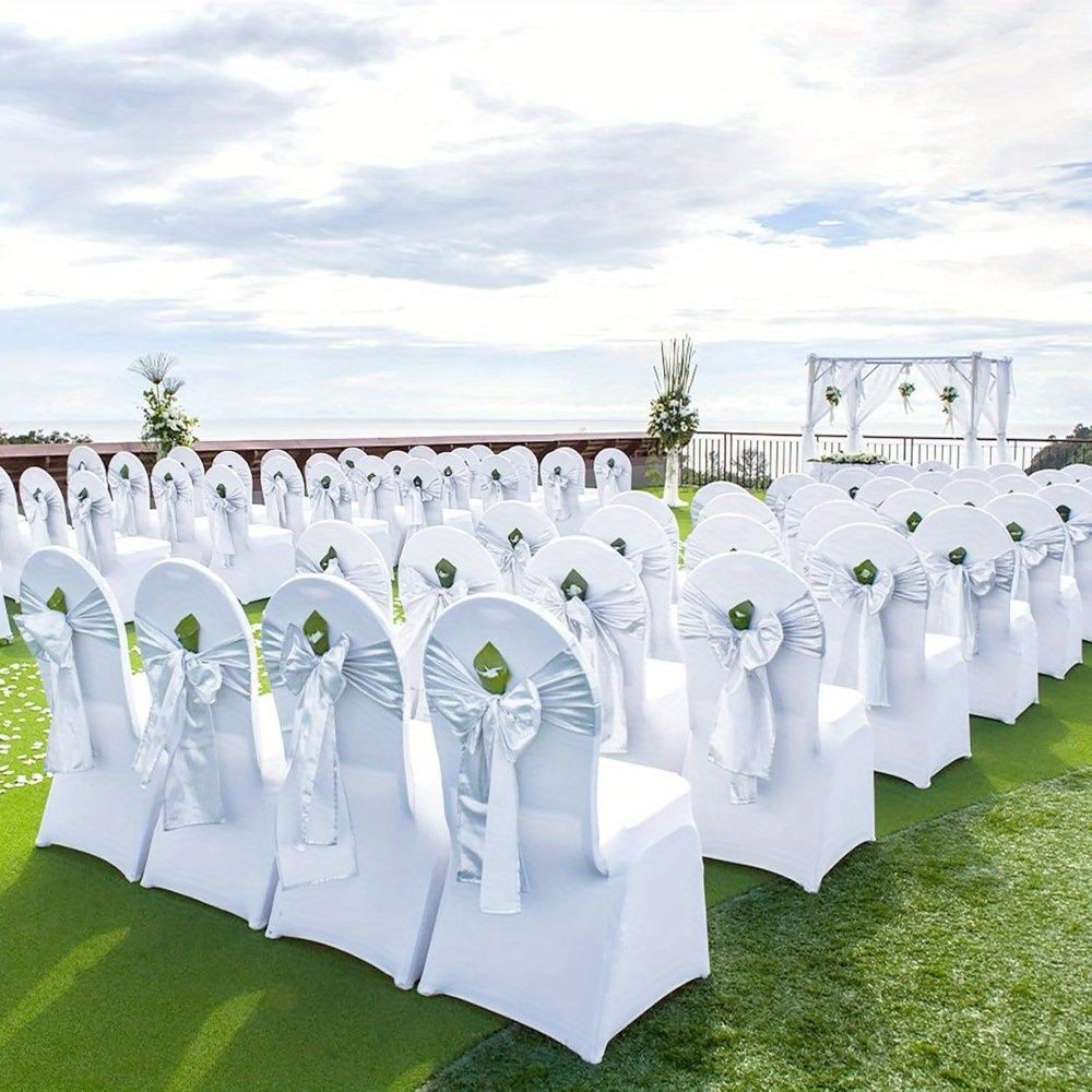 White folding chair covers - 20 elastic chair covers for wedding banquet decoration (white, 20) - Discount Msrp 
