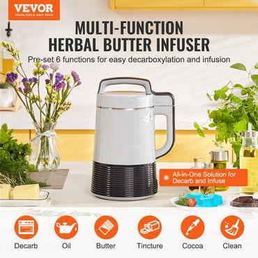 VEVOR Butter Infuser Machine, 6 Functions Herbal Infuser, Magic Butter Machine & Oil Infusion Machine with Customizable Temperature And Time, Herbal Recipe Book & All Accessories Included - Discount Msrp 
