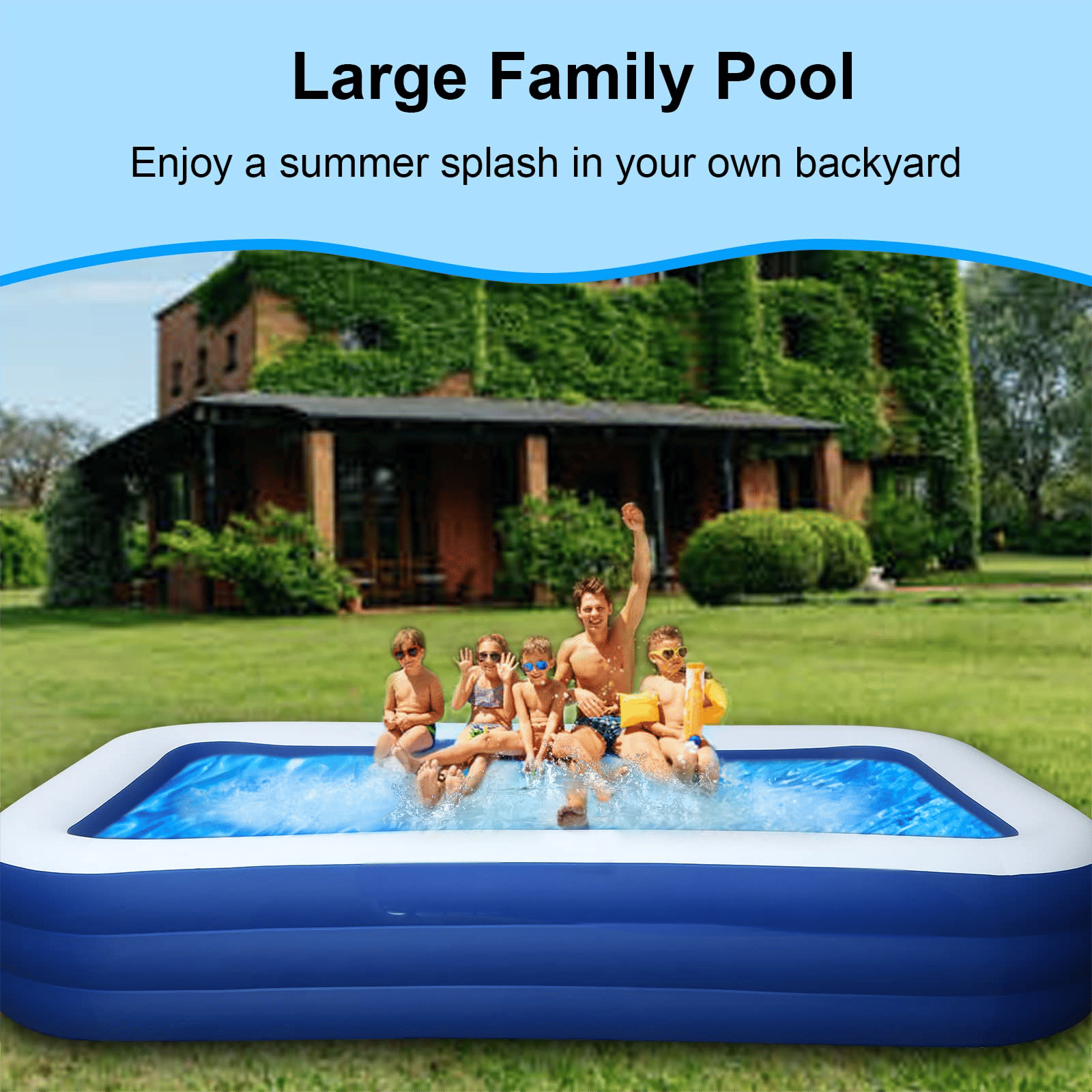 Inflatable Pool for Kids and Adults, 120" X 72" X 22" Oversized Thickened Family Swimming Pool - Discount Msrp 