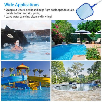 Swimming Pool Telescopic Leaf Net Skimmer Rake with Adjustable Aluminum Pole and Nylon Medium Fine Mesh for Cleaning Swimming Pools, Hot Tubs, Spas and Fountains - Discount Msrp 
