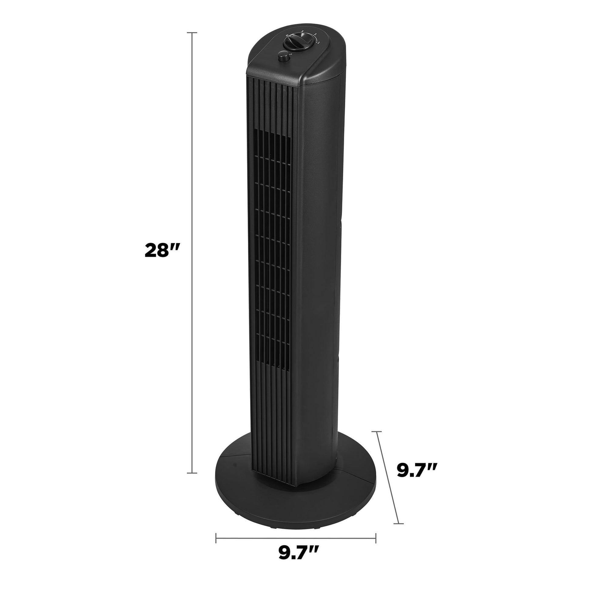 28" Tall 3-Speed Oscillating Tower Fan, New, Black, MSWMT24MB - Discount Msrp 