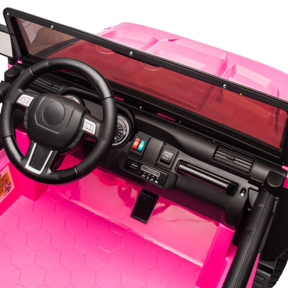 24V Two-Seater Kids Ride On Truck Car W/Parents Control,200w*2,Seat width 20.28in,Four-wheel Suspension,LED Lights,Music,MP3,Bluetooth,Two independent seat belts,Suitable for off-road For Kids Aged 3+ - Discount Msrp 