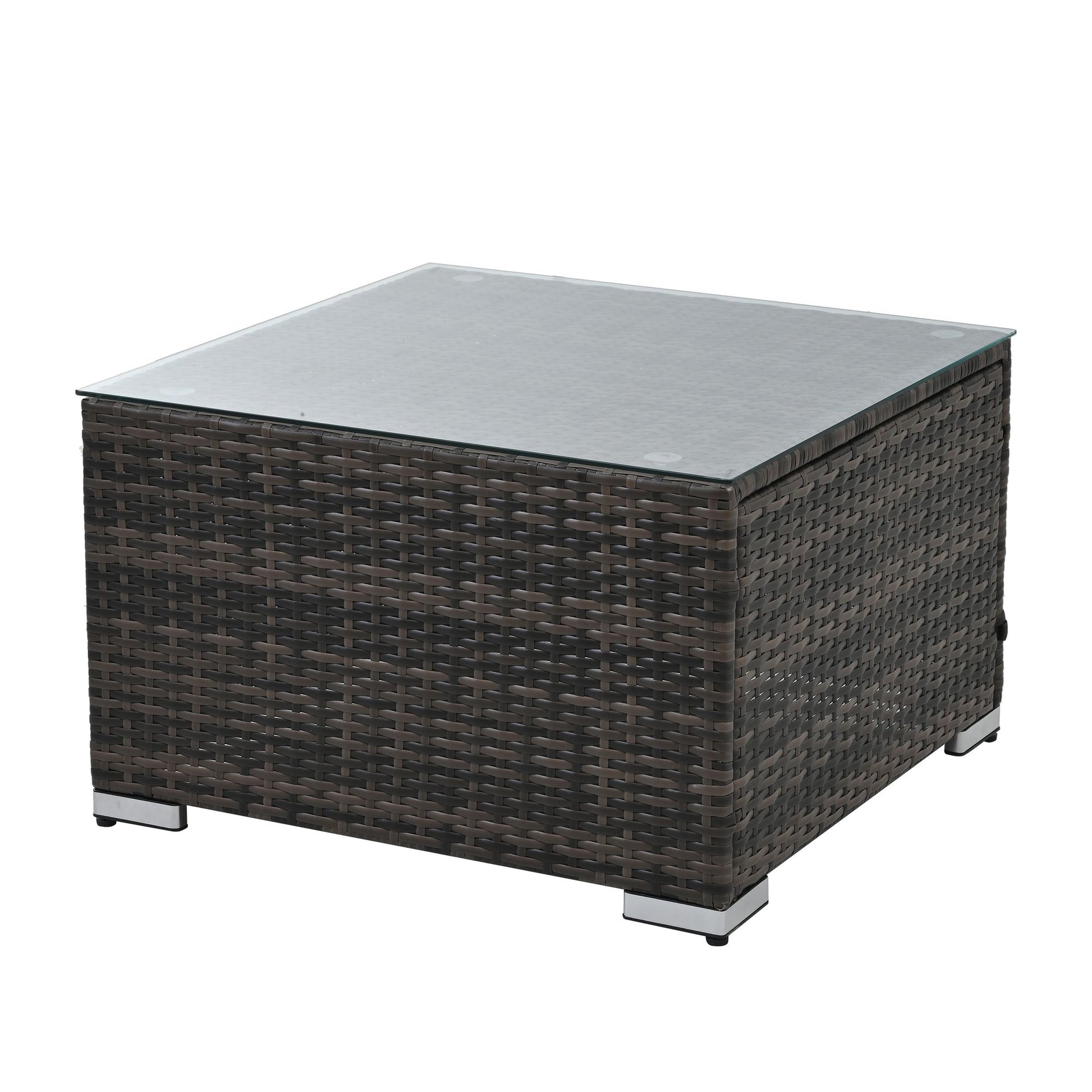 Patio Furniture, Outdoor Furniture, Seasonal PE Wicker Furniture, 4 Set Wicker Furniture With Tempered Glass Coffee Table - Discount Msrp 