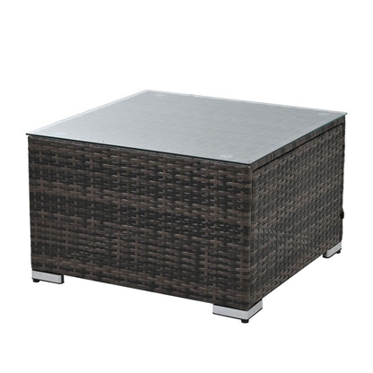 Patio Furniture, Outdoor Furniture, Seasonal PE Wicker Furniture, 4 Set Wicker Furniture With Tempered Glass Coffee Table - Discount Msrp 