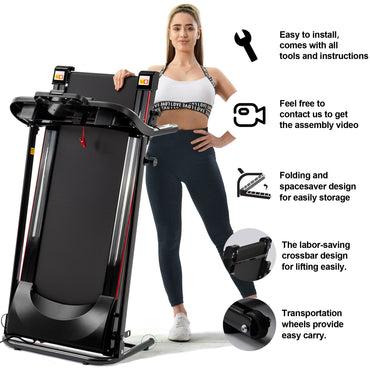 Folding Treadmill with Incline 2.5HP 12KM/H Electric Treadmill for Home Foldable, Bluetooth Music Cup Holder Heart Rate Sensor Walking Running Machine for Indoor Home Gym Exercise Fitness - Discount Msrp 