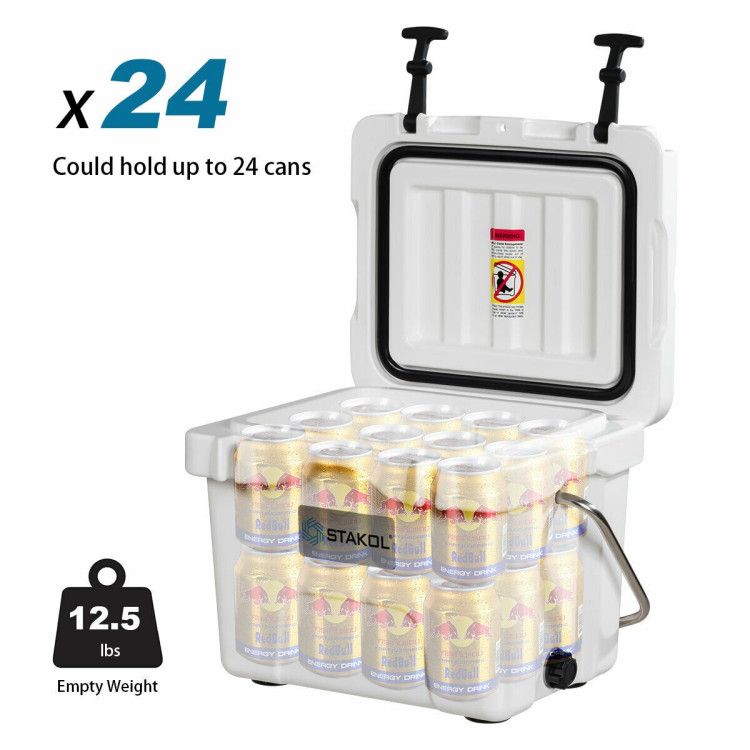 16 Quart 24-Can Capacity Portable Insulated Ice Cooler with 2 Cup Holders - Discount Msrp 