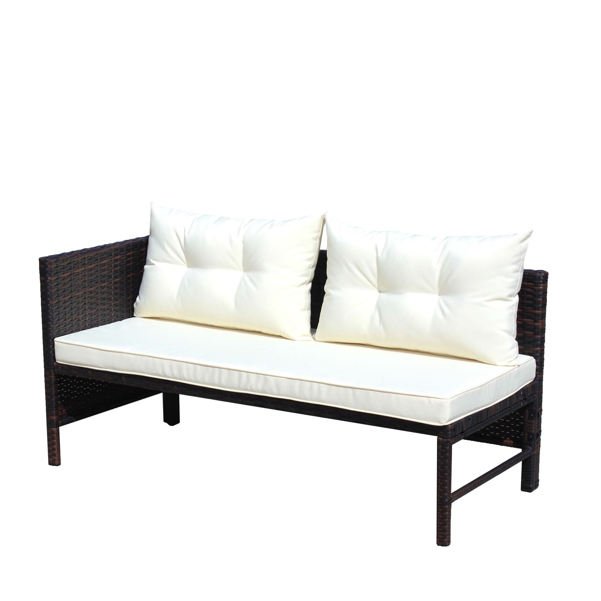 Outdoor patio Furniture sets 3 piece Conversation set wicker Ratten Sectional Sofa With Seat Cushions(Beige Cushion) - Discount Msrp 