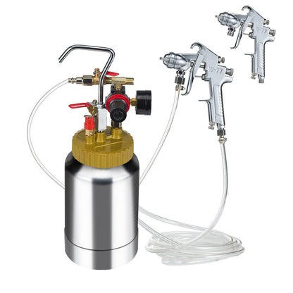 VEVOR 2L/0.5gal Spray Paint Pressure Pot Tank, Lightweight Air Paint Pressure Pot, 1.8mm Nozzle Spray Paint Gun 3m Hoses for Home Decoration Architecture Construction Automotive Painting, 45PSI Max - Discount Msrp 