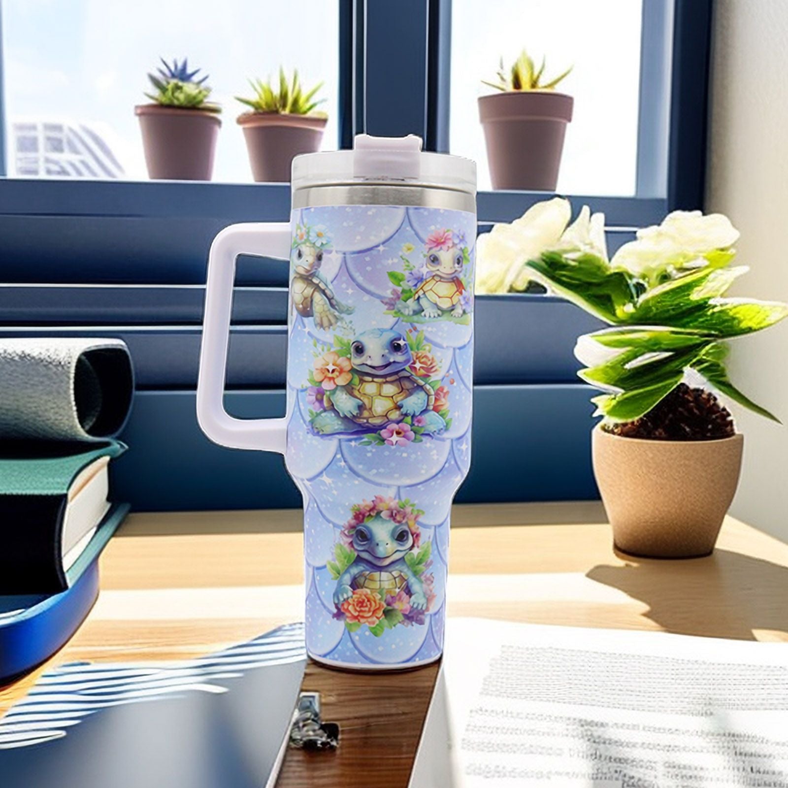 1pc 40oz Water Bottles,5D Little Turtle Series Tumbler,Large Capacity Stainless Steel Tumbler Insulation Cup With Lid And Straw For Women,Camping,Driving,skiing,Thermocoolers.Best Gift - Discount Msrp 