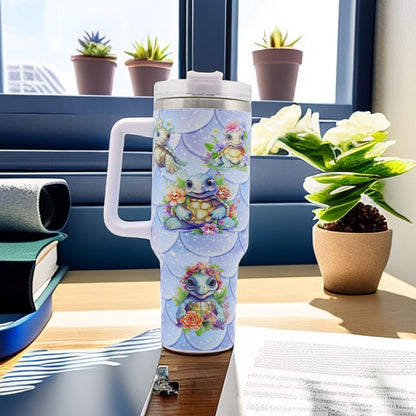 1pc 40oz Water Bottles,5D Little Turtle Series Tumbler,Large Capacity Stainless Steel Tumbler Insulation Cup With Lid And Straw For Women,Camping,Driving,skiing,Thermocoolers.Best Gift - Discount Msrp 