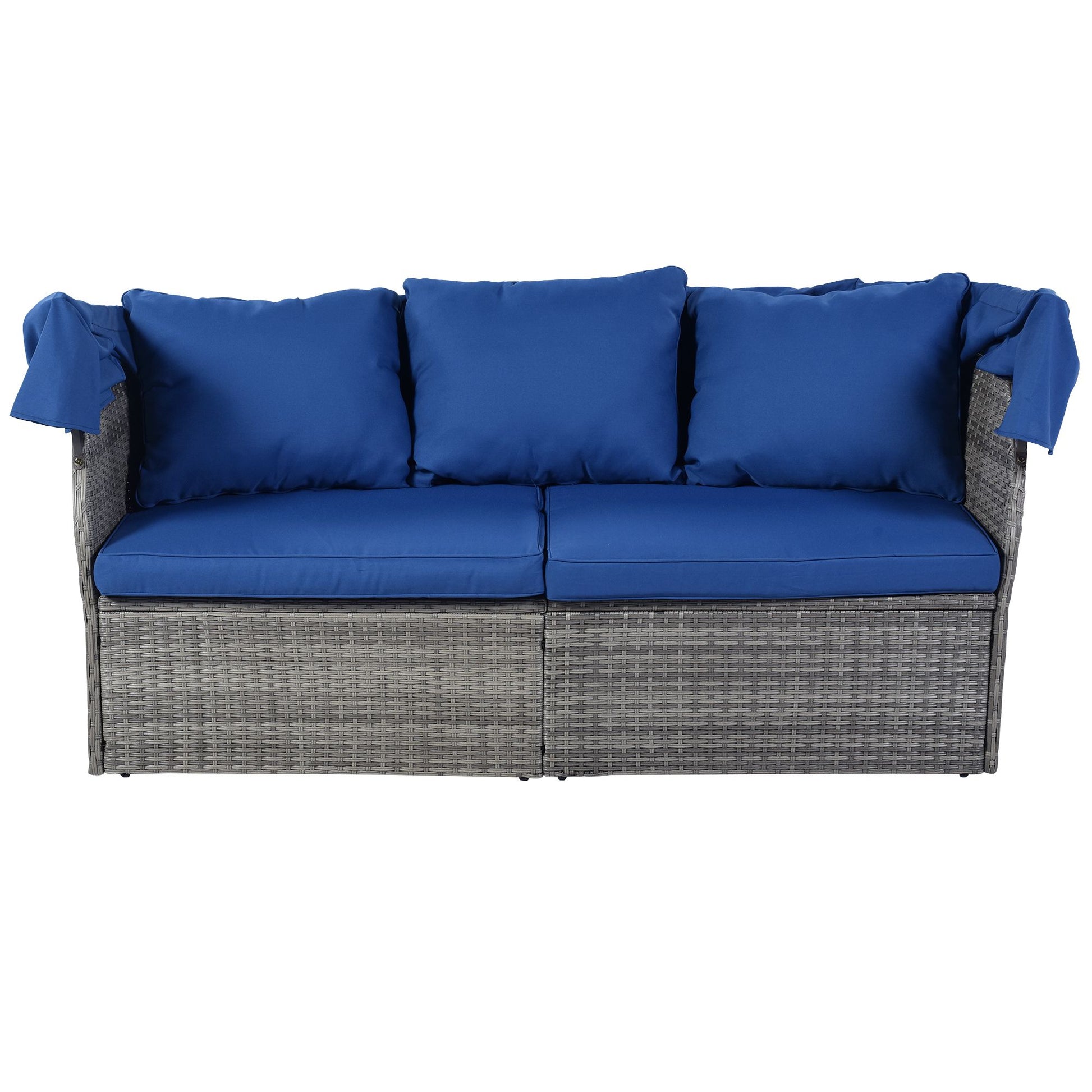 Outdoor Patio Furniture Set Daybed Sunbed with Retractable Canopy Conversation Set Wicker Furniture - Discount Msrp 