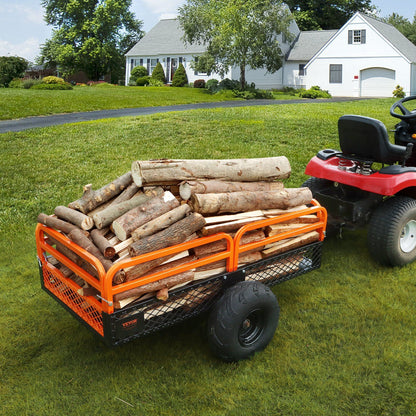 VEVOR Heavy Duty Steel ATV Dump Trailer, 1500-Pound Load Capacity 15 Cubic Feet, Tow Behind Dump Cart Garden Trailer, with Removable Sides and 2 Tires, for Mowers, Tractors, ATV, UTV - Discount Msrp 