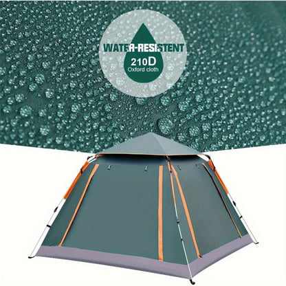 Muti-Person Outdoor Automatic Quick Opening Camping Tent with Mesh Windows. Made of Oxford Fabric, Comes with Portable Bag & Moisture - Proof Mat. Ideal for Family Camping, Fishing, Hunting - Discount Msrp 