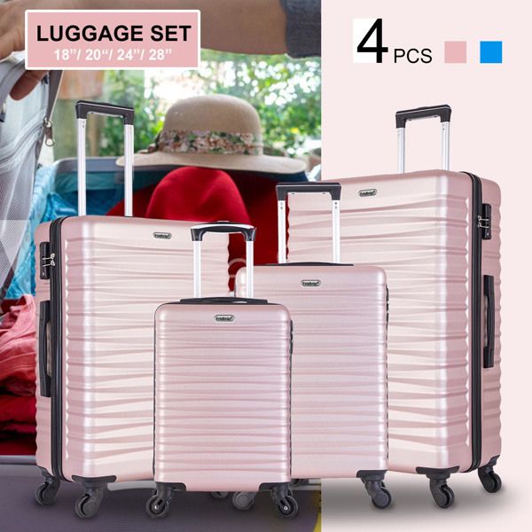 Hardshell Luggage Sets Suitcase ABS Lightweight with Spinner Wheels and TSA Lock Blue - Discount Msrp 