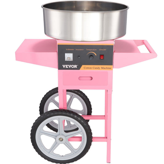 VEVOR Electric Cotton Candy Machine with Cart, 1000W Commercial Floss Maker with Stainless Steel Bowl, Sugar Scoop and Drawer, Perfect for Home, Kids Birthday, Family Party, Pink - Discount Msrp 