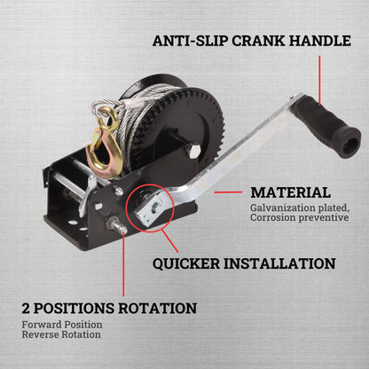 Hand Winch Boat Trailer Winch Heavy Duty Hook Steel Cable, Ratchet Manual Operated Winch for Trailers ATV UTV Boat Marine - Discount Msrp 