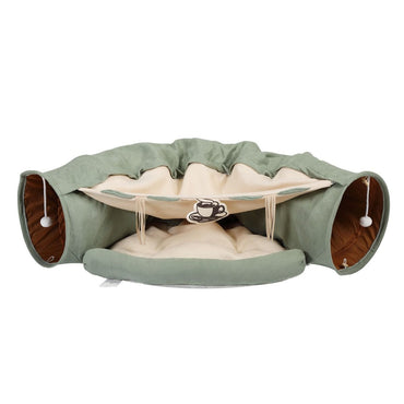 Cat's Telescopic Tunnel Cushioned Bed Pet Nest Teasing Balls Zipper Connection Feline Supplies, Bright Green XH - Discount Msrp 