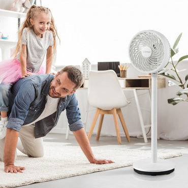 9 Inch Portable Oscillating Pedestal Floor Fan with Adjustable Heights and Speeds - Discount Msrp 