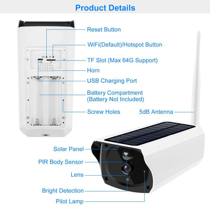 1080P Solar Powered WiFi IP Camera Two-Way Intercom Security Surveillance Camera - Discount Msrp 
