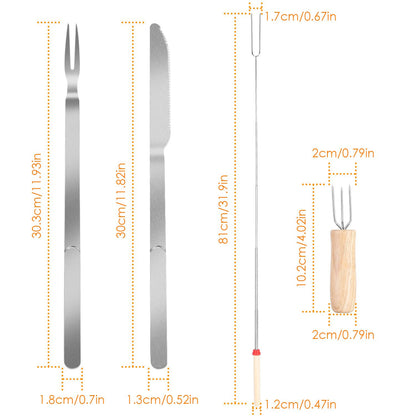 Stainless Steel Roasting Sticks Set 31.9in Extendable Telescoping Marshmallow Hot Dog Fork Skewers Set - Discount Msrp 