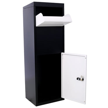 Package Delivery Box, 14'' x 11.3'' x 42'', Galvanized Steel Parcel Mailbox w/Code Lock & Mounting Hardware, for Outdoor Porch, Curbside, Black and White - Discount Msrp 