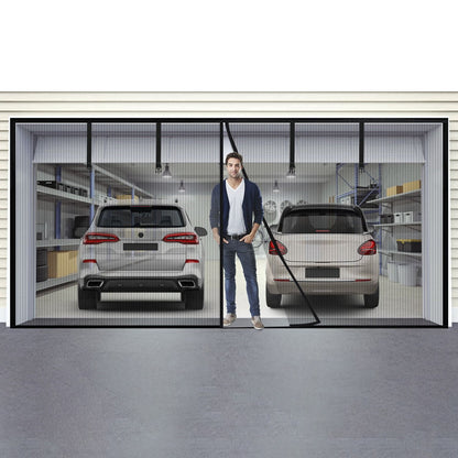 Magnetic Garage Door Screen Single-Car Garage Screen Mesh Fiberglass Garage Net with Magnetic Closure 4 Buckle Straps for One Cars - Discount Msrp 