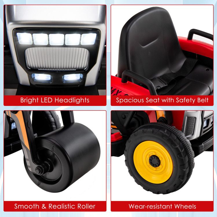 12V Kids Ride on Road Roller with 2.4G Remote Control - Discount Msrp 