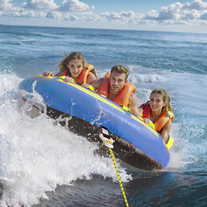VEVOR Towable Tube for Boating, 1-3 Riders Inflatable Towable Tube with Bumper Fins, 510 lbs Water Sport Towable Tubes for Boats to Pull, Full Nylon Cover, EVA Grab Handles and Speed Safety Valve - Discount Msrp 