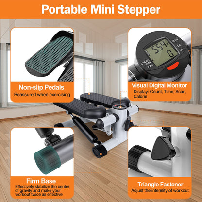 Exercise Stepper for Women Mini Fitness Stepper with 2 Resistance Bands LCD Monitor Max 330.7LBS Load Stair Stepper Quiet Stepper - Discount Msrp 