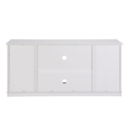 58" Farmhouse TV Stand and Entertainment Center for Televisions up to 65 Inchs,with Sliding Barn Doors and Storage Cabinets,White - Discount Msrp 
