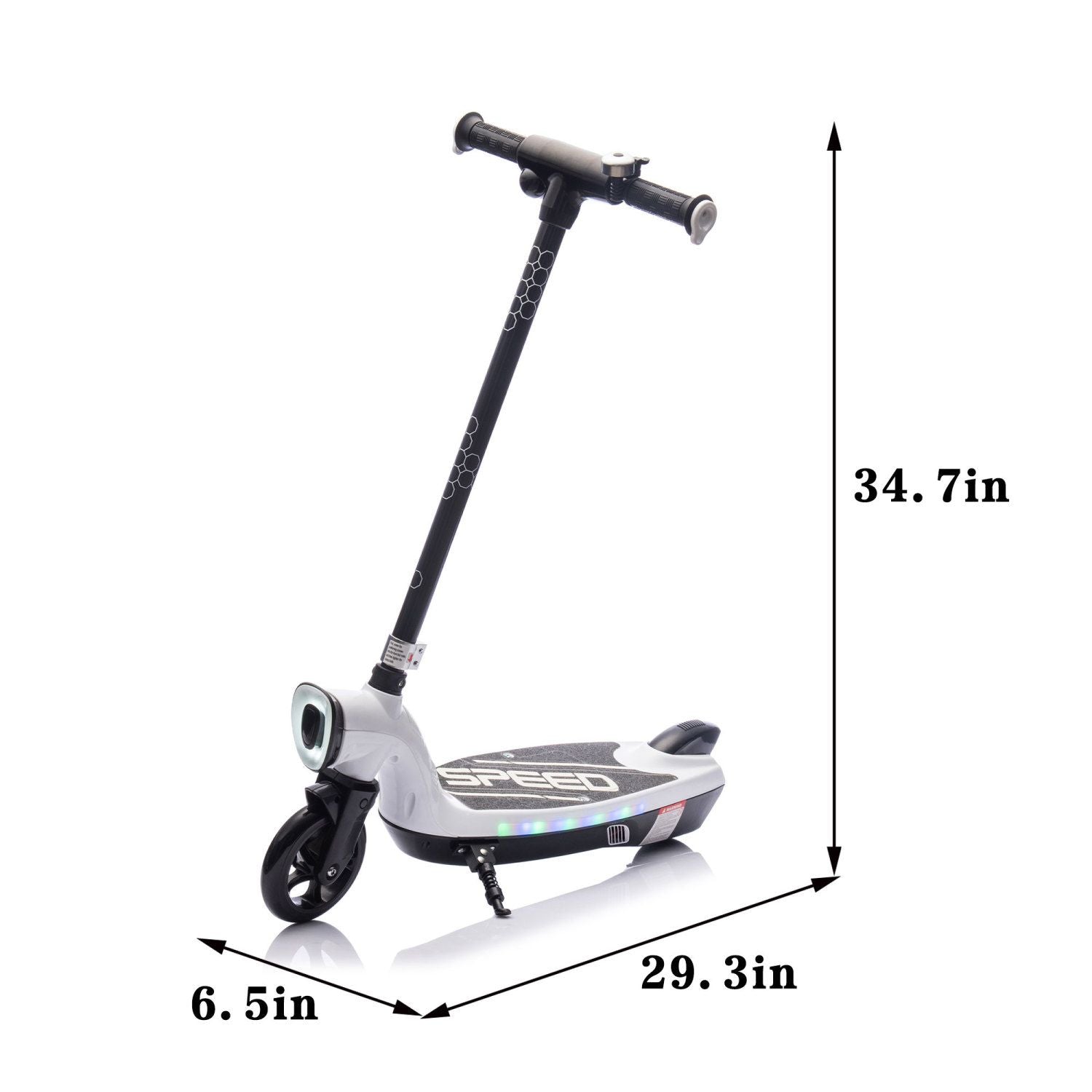 Kids Ride On Electric Scooter With Kickstand,Scooter Bell,Faster Speed And Longer Usage Time,Rear Brake,Wider Pedal,Non-Slip Handle,Colorful LED Lights,5.59-6.84 MPH For Kids 6+. - Discount Msrp 