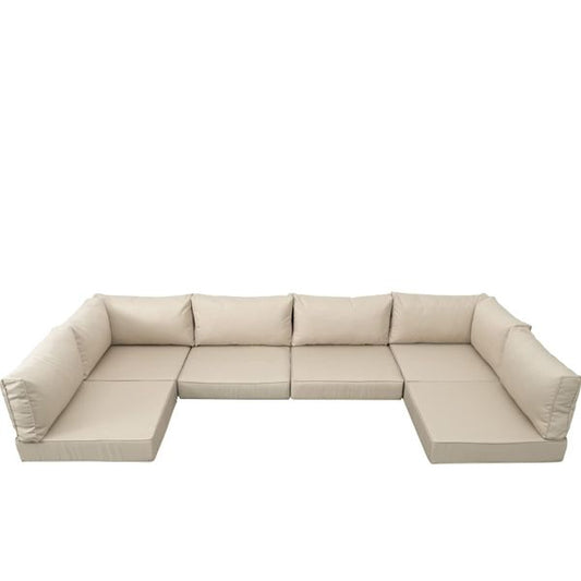 14 PCS Outdoor Cushions for Patio Furniture Replacement, Patio Furniture Cushions with Sponge, Deep Seat Patio Cushions(Beige)[Sale on Temu is banned, can not be shipped on weekends, order carefully] - Discount Msrp 