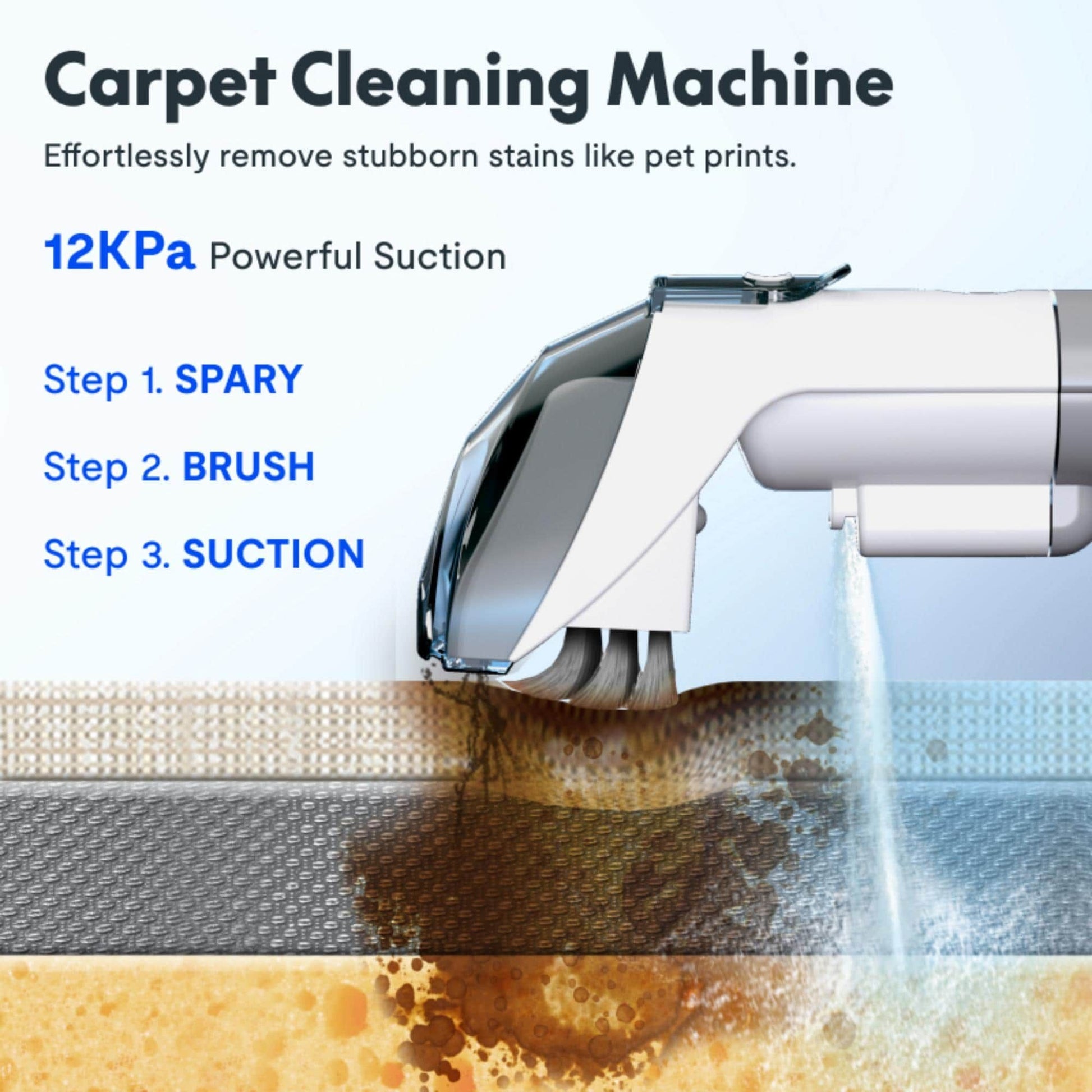 Carpet Cleaner Machine, Upholstery Portable StainRemover, Ordor & Stain & Spot Removr, Perfect for Pet Hair, Carpet, Area Rugs, Car and Coches, Strong Suction, White - Discount Msrp 