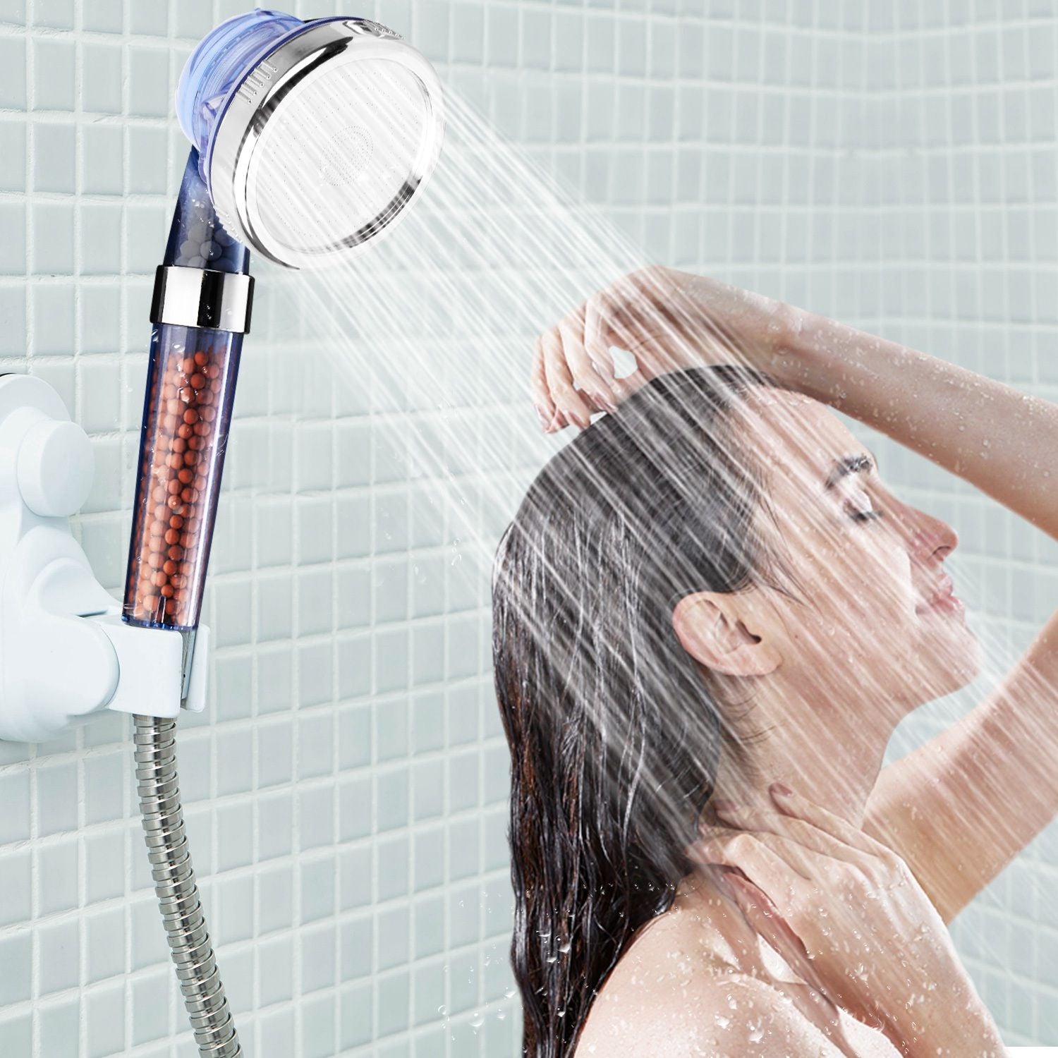 Ionic Filtration Shower Head High Pressure 3 Mode Stone Water Saving Bath Handheld Shower - Discount Msrp 