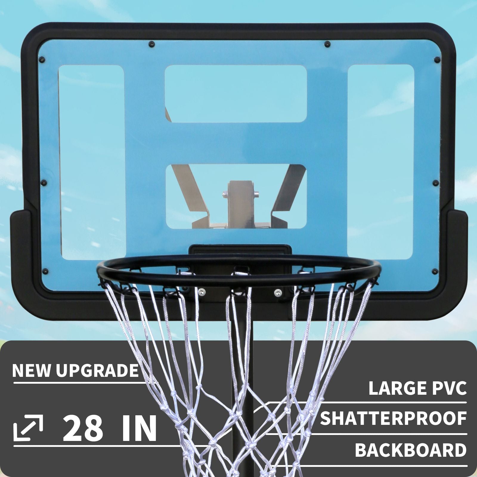 Use for Outdoor Height Adjustable 4.8 to 7.7ft Basketball Hoop 28 Inch Backboard Portable Basketball Goal System with Stable Base and Wheels - Discount Msrp 