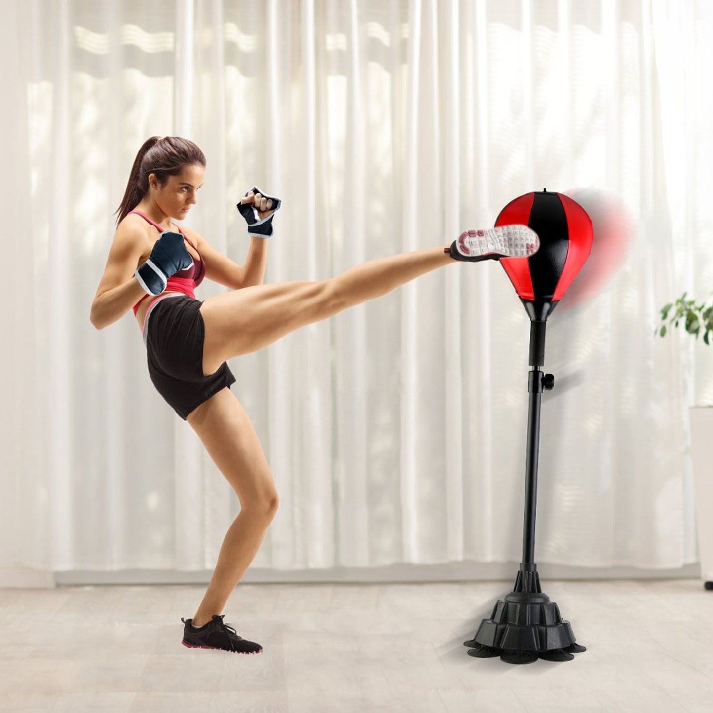 Punching Bag with Stand Free Standing Boxing Ball for Adults 43.3-63in Height Adjustable Boxing Bag with Gloves Wrist Sleeves Stable Suction Base for Fitness Speed Training GPCT5420 - Discount Msrp 