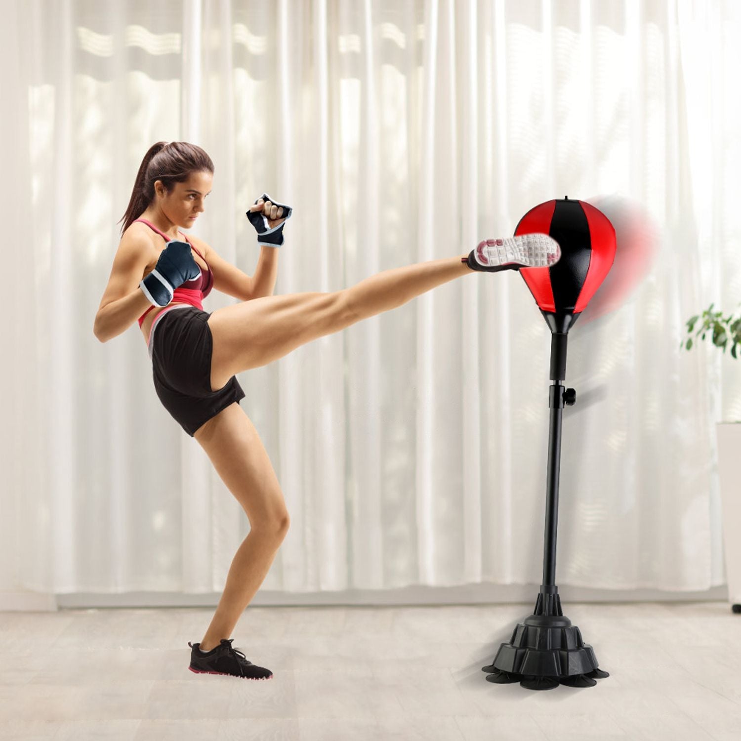 Punching Bag with Stand Free Standing Boxing Ball for Adults 43.3-63in Height Adjustable Boxing Bag with Gloves Wrist Sleeves Stable Suction Base for Fitness Speed Training GPCT5420 - Discount Msrp 