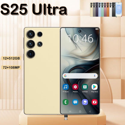 I25 Ultra 5G Smartphone, 12+512GB Unlocked Cell Phone, 6.8" HD Screen Unlocked Phones, , 6000mAh Battery, Built in Pen, Android 14, Face ID+Fingerprint Lock(Golden) - Discount Msrp 