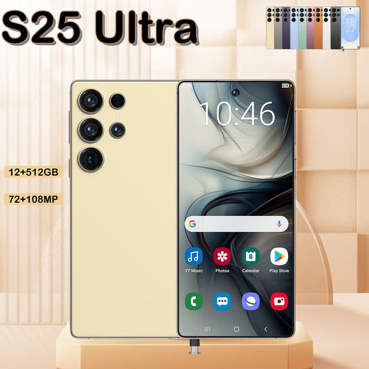 I25 Ultra 5G Smartphone, 12+512GB Unlocked Cell Phone, 6.8" HD Screen Unlocked Phones, , 6000mAh Battery, Built in Pen, Android 14, Face ID+Fingerprint Lock(Golden) - Discount Msrp 